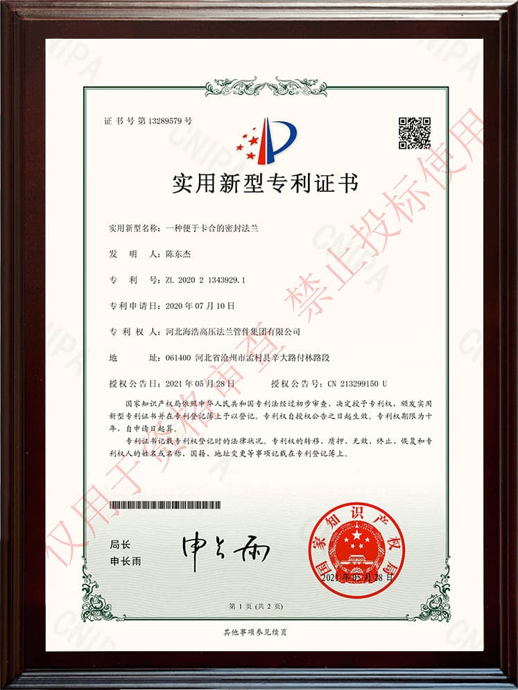 实用新型专利 · 密封法兰